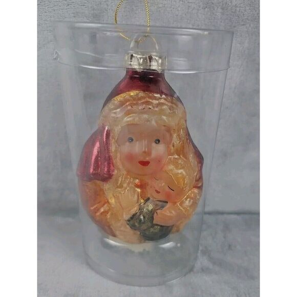 Other - LARGE BLOWN GLASS CHRISTMAS ORNAMENT MOTHER & CHILD ‎ NIB 4.5" TALL